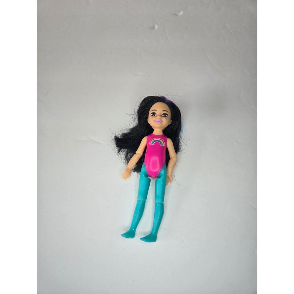 Chelsea Doll Brunette Articulated Arms and Knees Rainbow Top Glitter Leggings